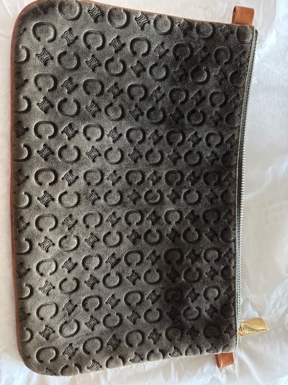 Suede Celine clutch